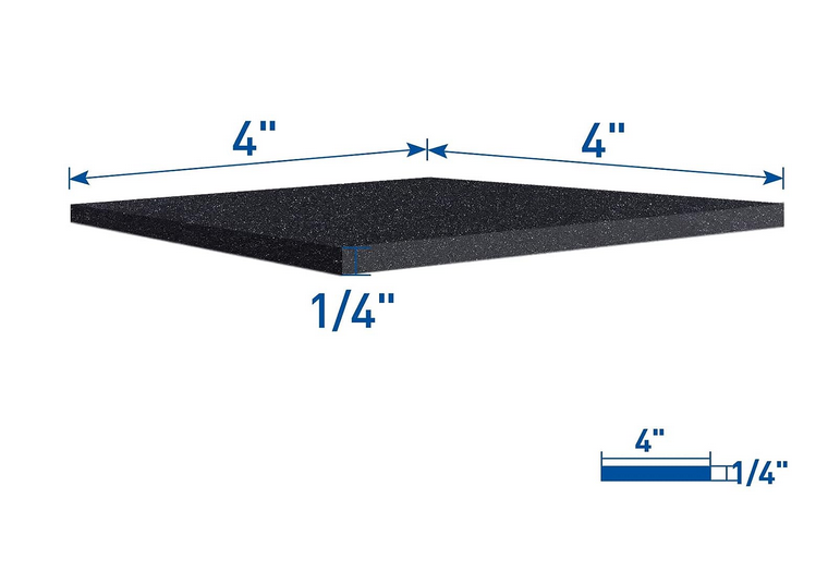 Pair of adhesive foam pads - 4x4 inch - 1/4in thick