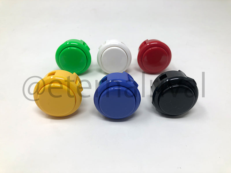 Sanwa 30mm Snap-In push button with CAU connector (OBSF-30-CAU-X) - Harness Not included
